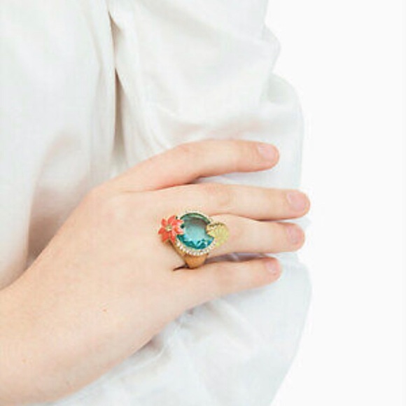 NWT KATE SPADE Out Of Office Cocktail Margarita Lime Flower Statement Ring - Picture 3 of 6